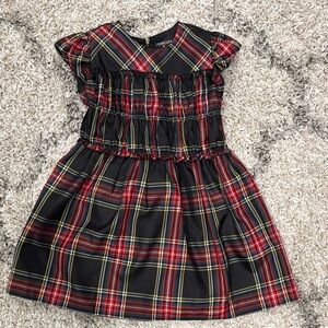 Crewcuts J. Crew Girls Smocked Dress in Stewart Tartan With Gold Zipper Size 4